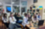 The picture shows offline lesson of a volunteer Marissa Peery in Ukrainian class of student Solomiya of the ENGin online conversational English language practice program